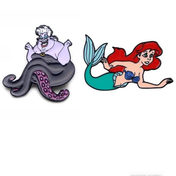 Set of 2 Little Mermaid Enamel Pins Ariel Ursula Disney Characters Brooches Gift - Picture 11 of 13